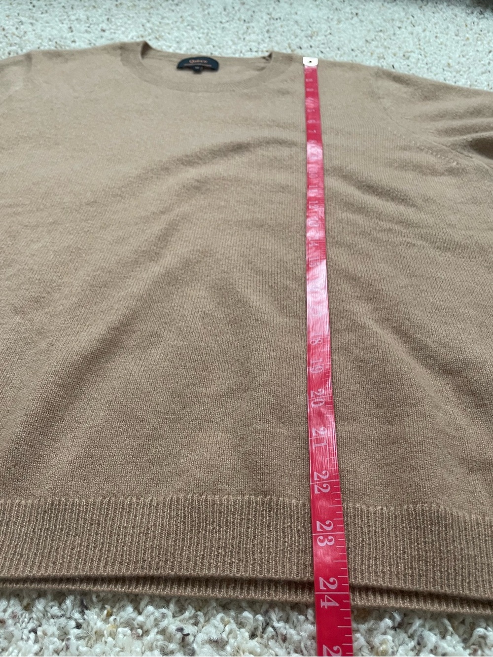 Quince Short Sleeve Cashmere Sweater in Camel size 1X - Picture 7 of 8